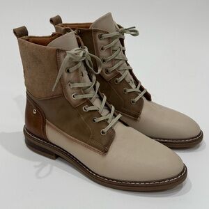Pikolinos Aldaya Women’s Size 40 Lace Up Side Zip Leather Boots Brown Multi NEW